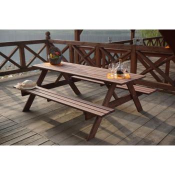 Dřevěný pivní set stolu s lavicemi, kaštanová impregnace, 180 cm