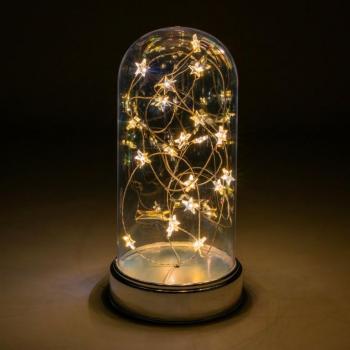 Vánoční svítící dekorace do bytu (vnitřní)- kopule na baterie 20 LED, teple bílá, 22 cm
