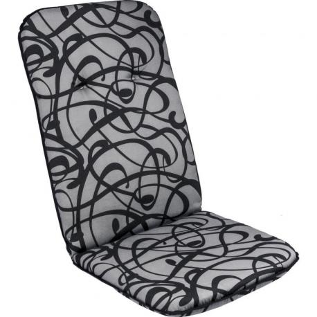 Polstrovaný podsedák pro křesla a židle, šedá + černý vzorovaný potisk, 116x50 cm