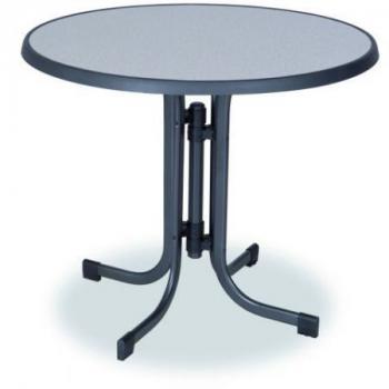 Masivní skládací stůl s kovovou konstrukcí, kulatý, průměr 85 cm