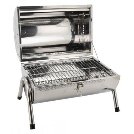 Cestovní gril válcoý dvojitý na dřevěné uhlí, tvar válce, nerez, 2x38 cm