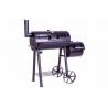 Velký zahradní gril s více funkcemi vč. udírny, s kolečky, ocelový, černý, 120x55 cm