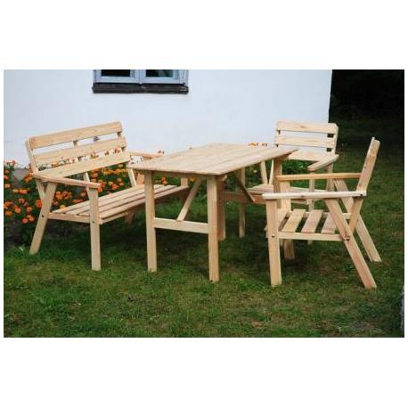 Levný set dřevěného zahradního nábytku 4 ks, nelakováno