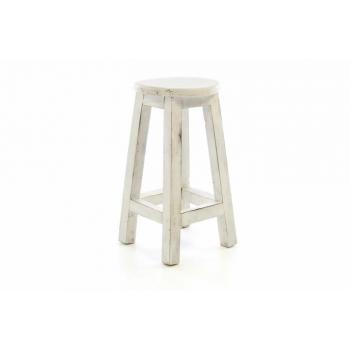 Dřevěná vysoká stolička / židle, kulatá, retro vzhled, bílá, 40 cm