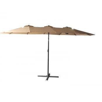 Podlouhlý zahradní slunečník pro oválné stoly, 456x270 cm, béžový
