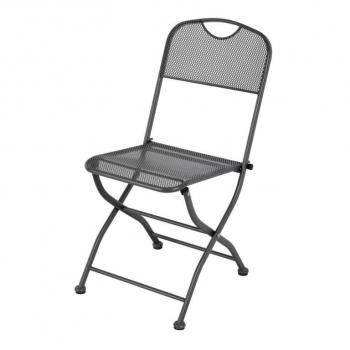 Balkonová židle kovová skládací, drátěná- tahokov, černá