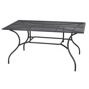 Pevný ocelový venkovní stůl na zahradu / terasu, tahokov, černý, 150x90 cm