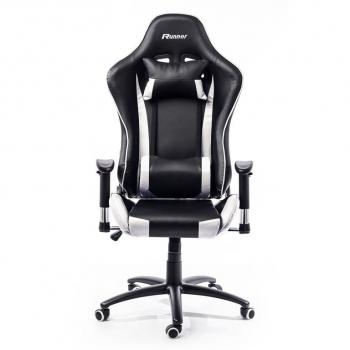 Luxusní kancelářská židle, 2 polštářky, široké možnosti nastavení, černá / bílá