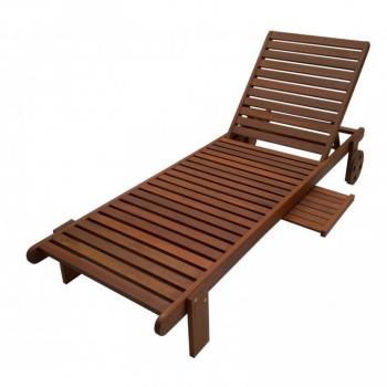 Luxusní dřevěné relaxační lehátko, tropické dřevo Meranti, stolek, sklopné