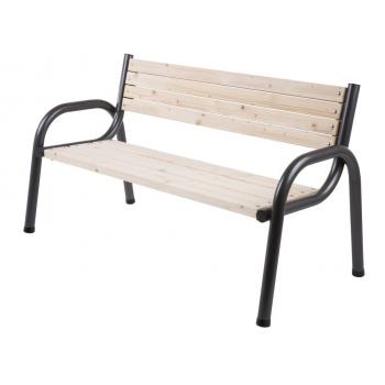 Masivní venkovní lavička, dřevo + ocelový rám, vysoká nosnost, 170 cm