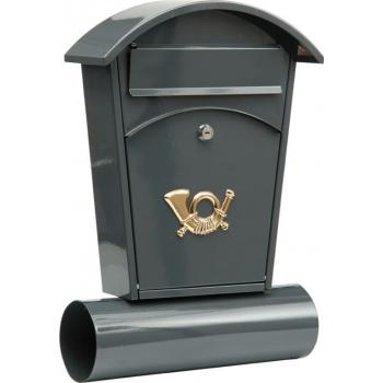 Ozdobná poštovní schránka pro domy s částí na noviny, šedá, 48x28x8cm