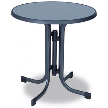 Skládací kovový venkovní stůl kulatý, horní deska sevelit, antracit, průměr 70 cm