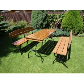 Skládací dřevěný nábytek z masivu, kovový rám, impregnováno, 160 cm