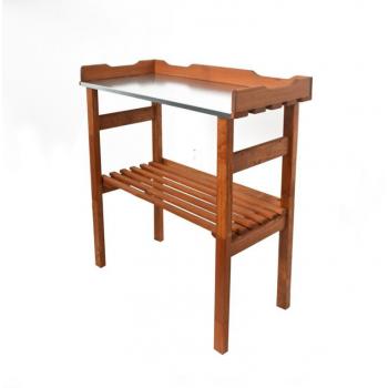 Venkovní stolek pro výsadbu květin a zeleniny - masivní dřevo + kovová deska