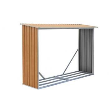 Otevřený přístřešek na dřevo k plotu / ke zdi, hnědý, 242x160 cm