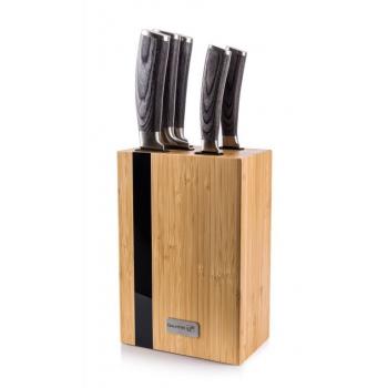 Dárková sada kucyňských nožů v dřevěném bambusovém držáku, ocel 5CR15, 5 ks