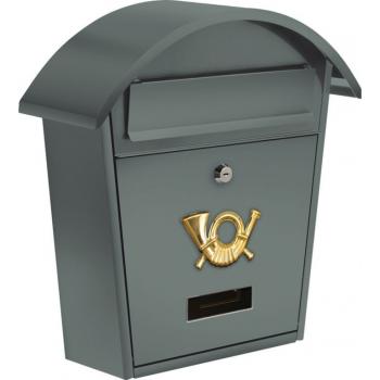 Poštovní schránka ocelová venkovní / vnitřní, uzamykatelná, šedá, 38x32x10,5cm