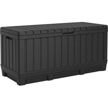 Tmavě šedý (grafitový) plastový box na zahradu / terasu, možnost sezení, 350 L, 59x128x54 cm