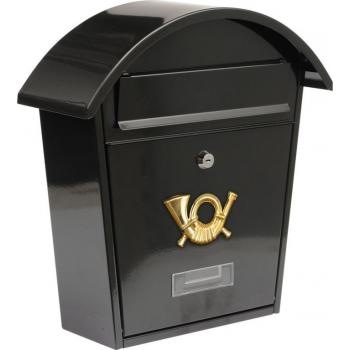 Poštovní schránka ocelová venkovní / vnitřní, uzamykatelná, černá, 38x32x10,5cm