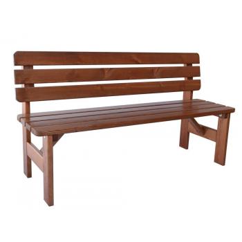 Venkovní dřevěná lavice z masivu v klasickém stylu, lakovaná borovice, 150 cm