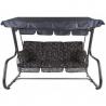 Masivní kovová zahradní houpačka pro 4 osoby, rozkládací sedačka, šedá, 222 cm