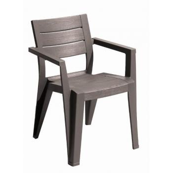 Zahradní plastová židle v imitaci dřeva béžová (cappuccino)