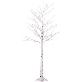 Vysoký svítící strom bříza venkovní + vnitřní, bílý, 8 funkcí, dálkový ovladač, do zásuvky, 180 cm