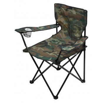 Přenosná kempinková židlička stolička s područkami army maskáčová do 90 kg