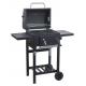 Masivní zahradní gril s kolečky ocelový + litinový rošt, dvířka na přikládání, regulace vzduchu, 97x98x35 cm