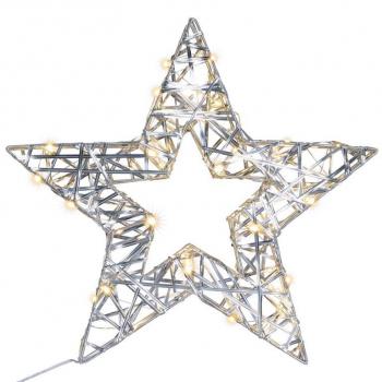 Světelná vánoční hvězda 3D k postavení na skříňku / parapet, na baterie, časovač, teple bílá, 40 cm