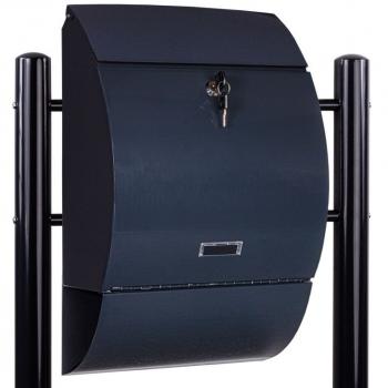 Moderní poštovní schránka se stojanem černá uzamykací, 33x48 cm, výška vč. stojanu 126 cm