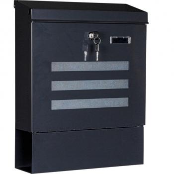 Kovová nástěnná poštovní schránka horní vhoz pro rodinné domy a firmy, černá, 35x44 cm