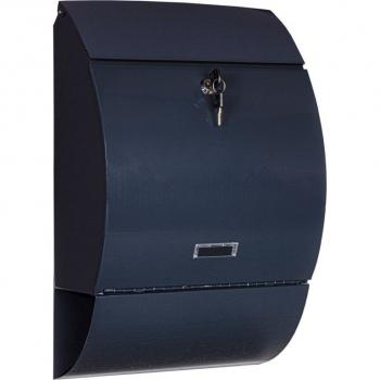 Ocelová nástěnná poštovní schránka v moderním designu, uzamykací, jmenovka, 33x48 cm