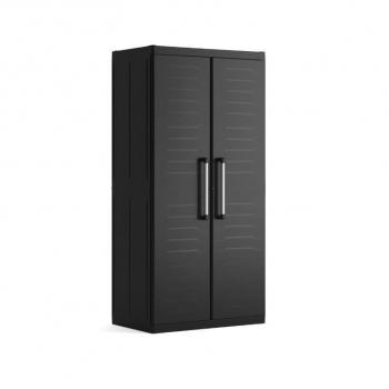 Černá venkovní policová skříň na nářadí uzamykatelná, 89x182x54 cm