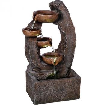 Vodní fontánka do zahrady dekorační kaskádovitá- 4 misky, osvětlení, 46 cm
