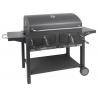 Velký bytelný gril na dřevěné uhlí se 2 topeništi, pojezdová kolečka, 162x108,5x64 cm