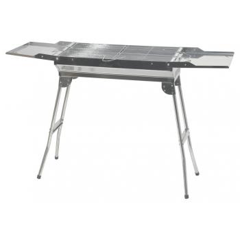 Velký kempingový gril na dřevěné uhlí skládací přenosný v kufříku 112x30x71 cm