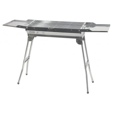 Velký kempingový gril na dřevěné uhlí skládací přenosný v kufříku 112x30x71 cm