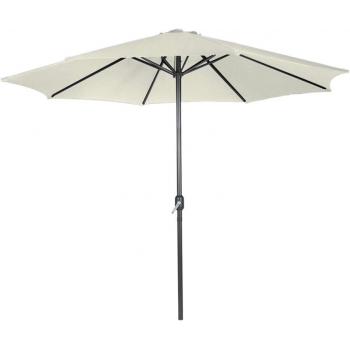 Menší zahradní slunečník krémový o průměru 250 cm, otevírání a zavírání klikou
