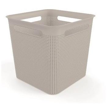 Plastový box bedýnka bez víka pro uložení věcí v domácnosti, cappuccino, 18 L, 29x29x28 cm