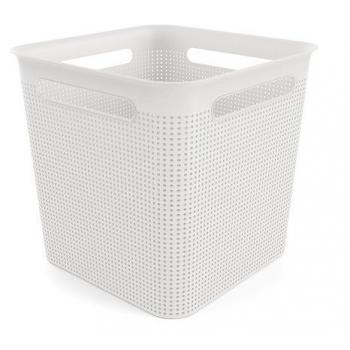 Plastový box bedýnka bez víka pro uložení věcí v domácnosti, bílá, 18 L, 29x29x28 cm