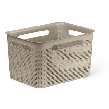 Plastový box bedýnka bez víka pro uložení věcí v domácnosti, cappuccino, 16 L, 36x26x21 cm
