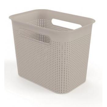 Plastový box bedýnka bez víka pro uložení věcí v domácnosti, cappuccino, 7 L, 26x18x21 cm