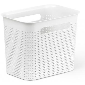 Plastový box bedýnka bez víka pro uložení věcí v domácnosti, bílá, 7 L, 26x18x21 cm