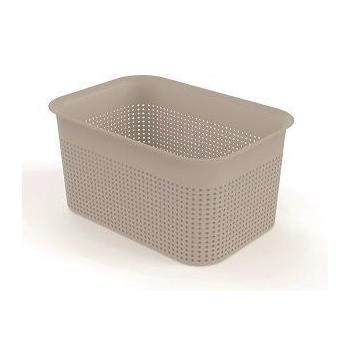 Plastový box bedýnka bez víka pro uložení věcí v domácnosti, cappuccino, 4,5 L, 26x18x13 cm
