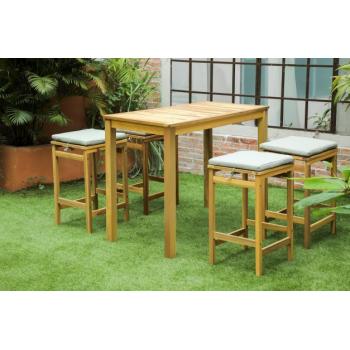 Venkovní set vysoký barový stůl a židle na terasu / balkon, pro 4, dřevo akácie