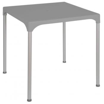 Plastový stůl s odnímatelnými hliníkovými nohami venkovní šedý, 70x70 cm