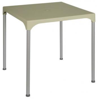 Plastový stůl s odnímatelnými hliníkovými nohami venkovní béžový, 70x70 cm