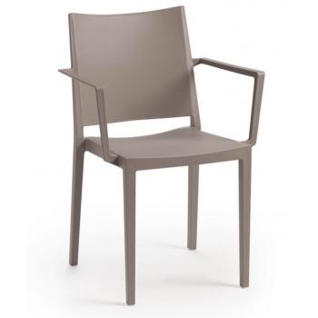 Plastová stohovatelná židle s područkami vysoká nosnost 150 kg venkovní + vnitřní, béžová (taupe)