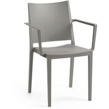 Plastová stohovatelná židle s područkami vysoká nosnost 150 kg venkovní + vnitřní, šedá